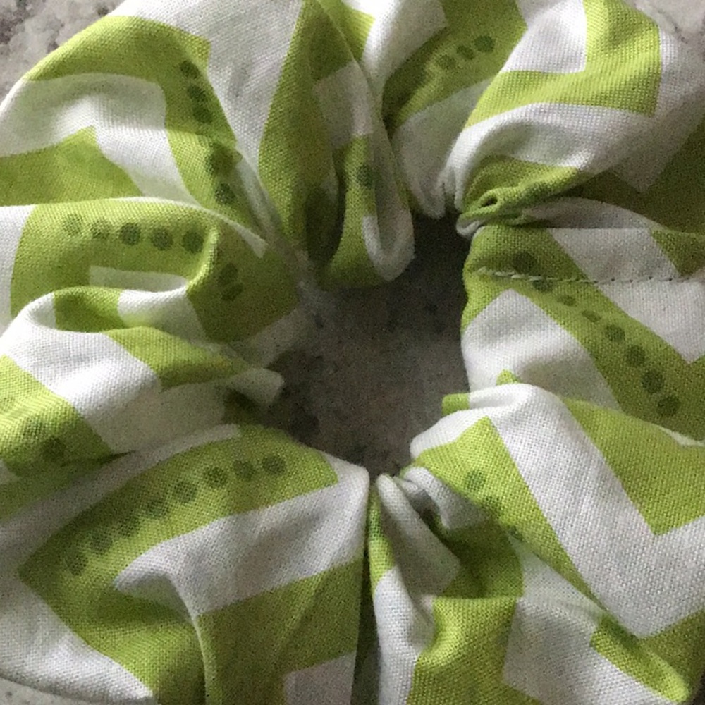 Olive chevron stripe Scrunchie Hair tie bracelet